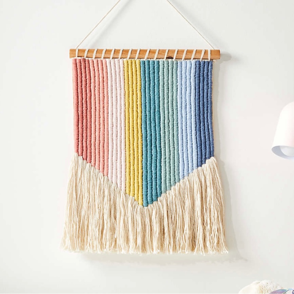 Crate and Barrel Vertical Rainbow Wall Hanging 15"Wx15"H